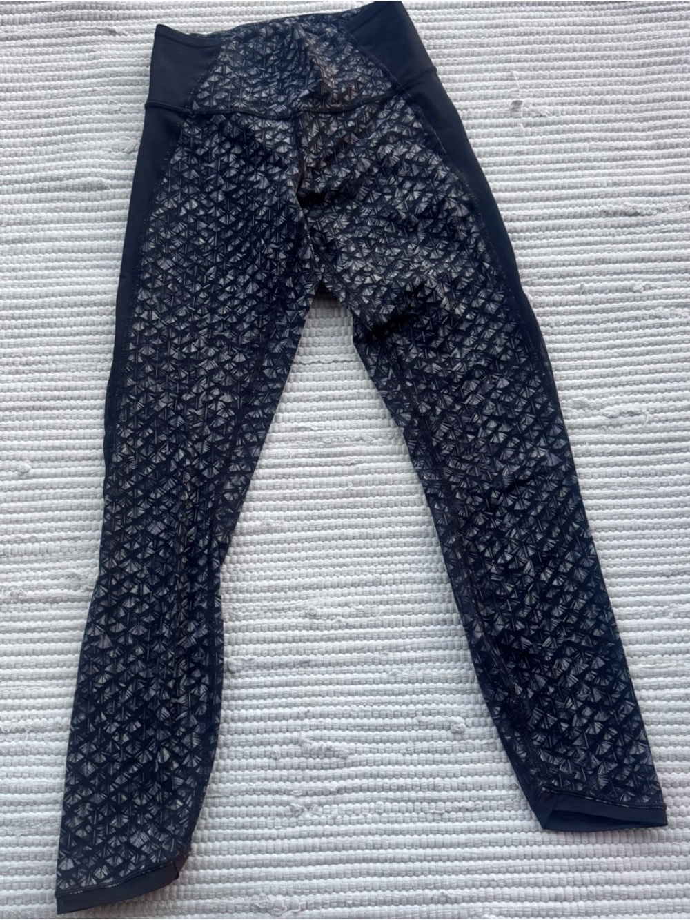 Lululemon Wunder Under Crop Leggings 4 Geo Print Black High Rise Yoga